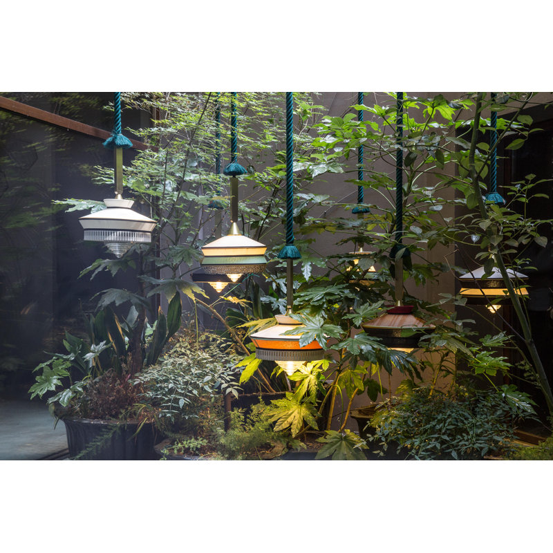Calypso So Xl Outdoor Suspension Lamp, 24.8" H x 14.2" W x 14.2" D, Yellow