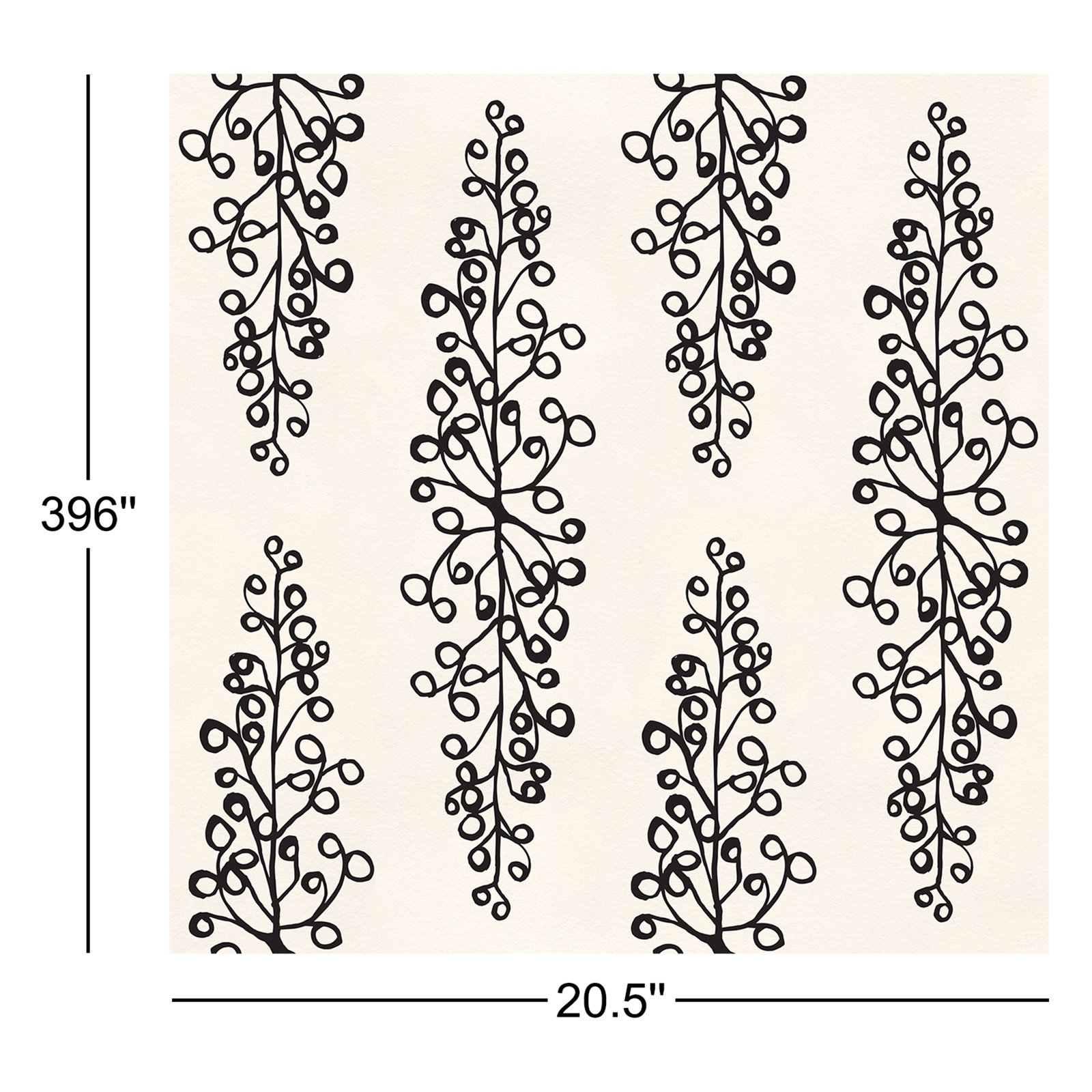 Kirk Modern Floral Wallpaper, Cream/Black