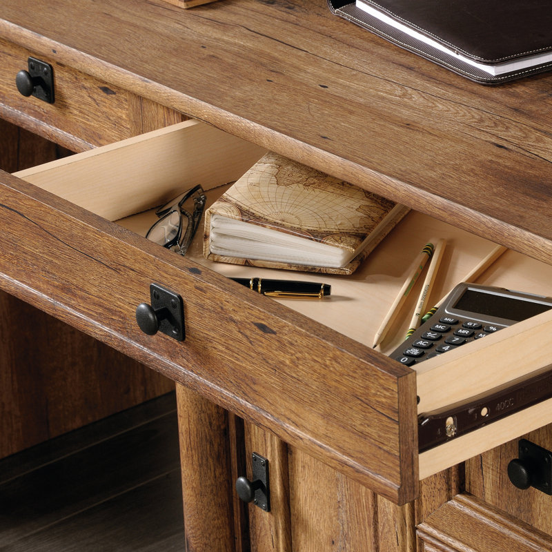 Bureau d'ordinateur avec huche, finition brune, Brun