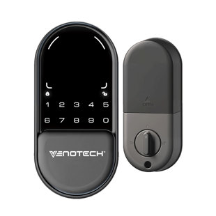 Verrouillage intelligent de reconnaissance de paume Venotech, serrure de porte d'entrée sans clé avec code d'accès, verrouillage automatique, batterie rechargeable améliorée, serrure intelligente de porte avant pour la maison, étanche IP55