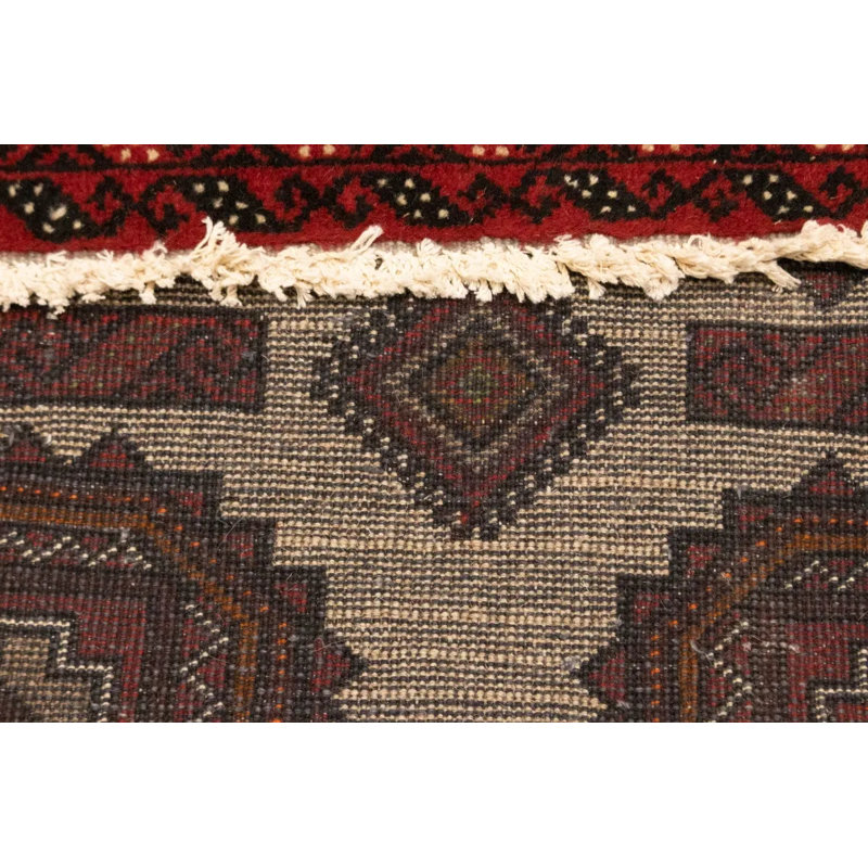 Tapis oriental vintage tribal beige et rouge 3X6 Vintage