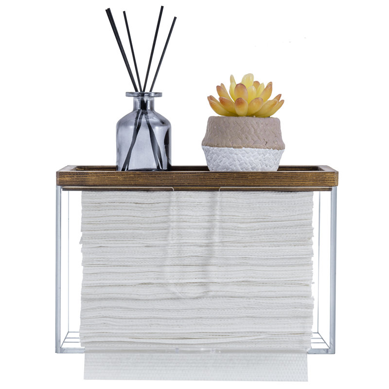 Acrylic and Wood Wall Paper Towel Holder