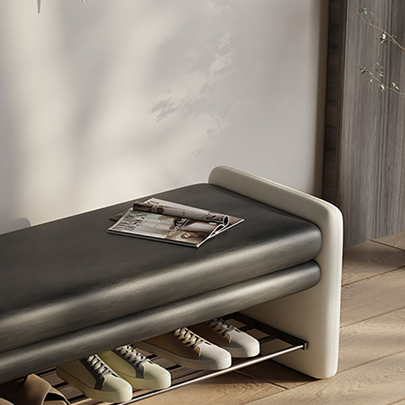 Tabouret à langer avec rangement 47,2 po, Noir / Beige
