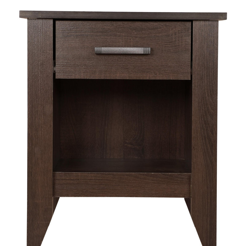 Rodel Wooden Nightstand with drawer Modern Nightstand, Dark Brown