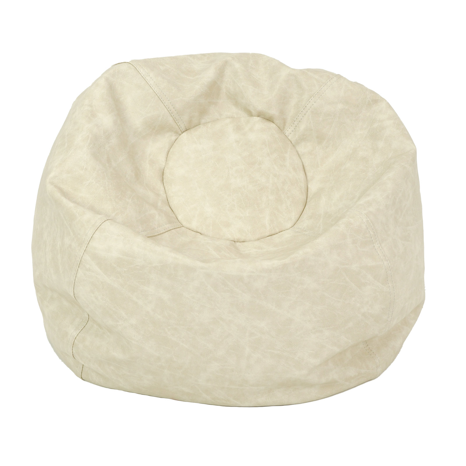 Standard Faux Leather Classic Bean Bag, Almond Faux Leather, 19" H x 22" W x 22" D