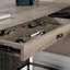 Bureau en L en métal avec ports USB intégrés