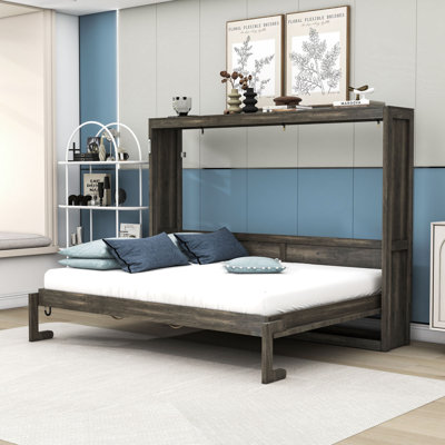 Queen Wood Murphy Bed with LED Light