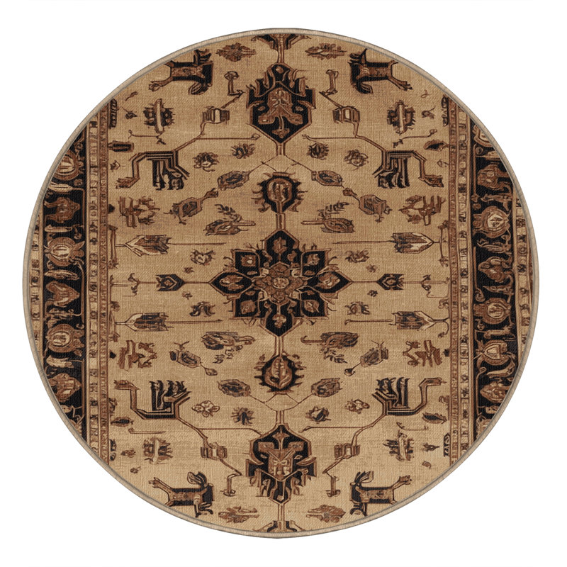 Tapis brun lavable à la machine, Rond 5 pi