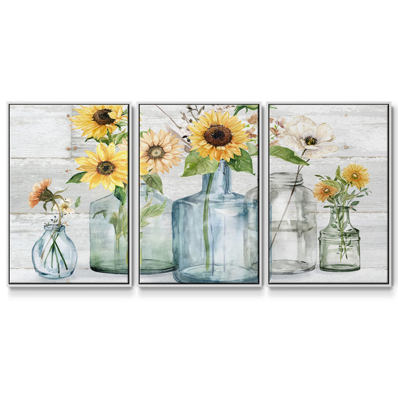 Tournesol 3 pièces, H 24 po x l 48 po x P 2 po, Blanc