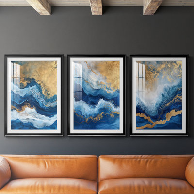 ABSTRACT Series CDXV III - Impression encadrée de qualité supérieure sur mesure mat - 3 pièces