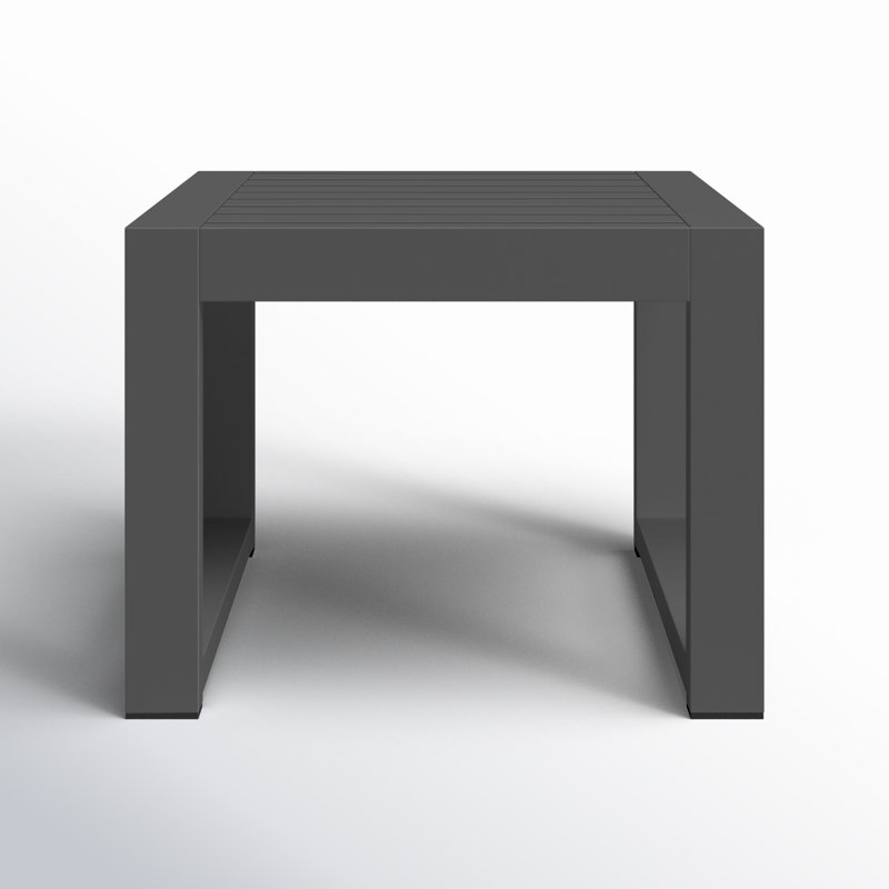 Hoyt 20.48” Outdoor Aluminum End Table, Silver Gray