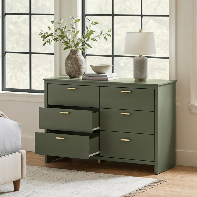 Bonnie 6 Drawer Chest of Drawers, Kale Green
