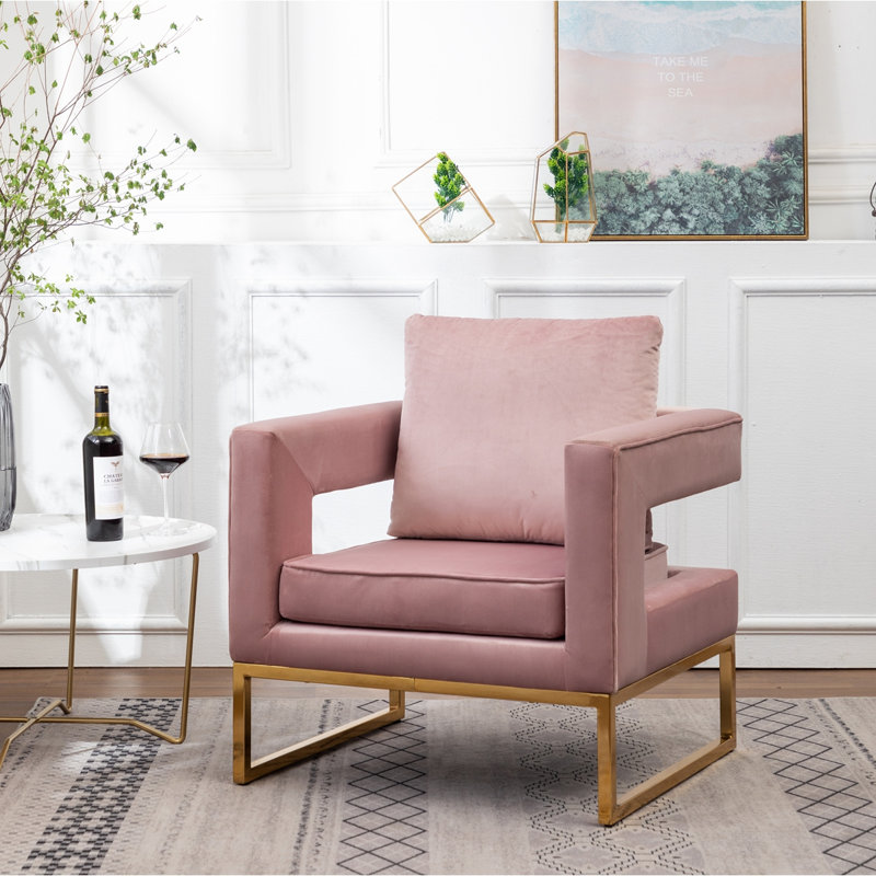 Fauteuil d'appoint rembourré Lenola, Rose