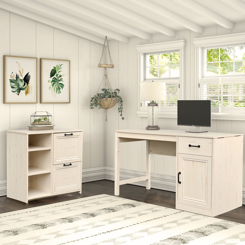 Hitchin 2 Piece Writing Desk Office Set, Antique White