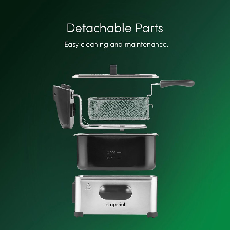 Emperial 3L Deep Fat Fryer with Adjustable Temperature Control, Non-stick Removable Oil Container & Basket - 2000W