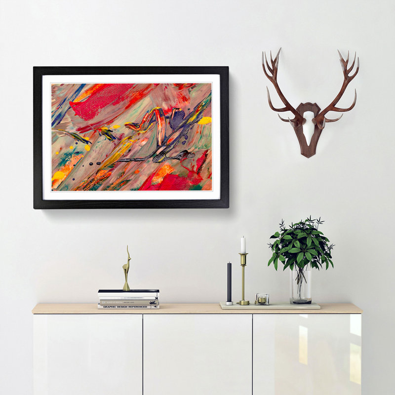 Abstract Art Painting Vol.12 by S.Johnson - Framed Print, 62cm H x 87cm W x 2cm D, Black Framed