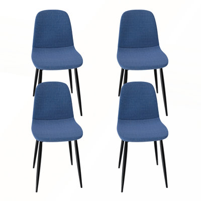 Set Of 4 Modern Knit Fabric Dining Chairs With Iron Legs For Kitchen And Restaurant
