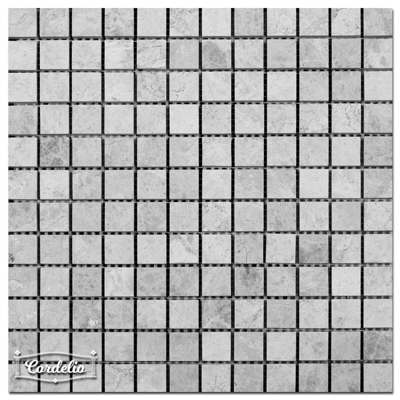 1" x 1" Marble Grid Mosaic Wall & Floor Tile, Silver Shadow