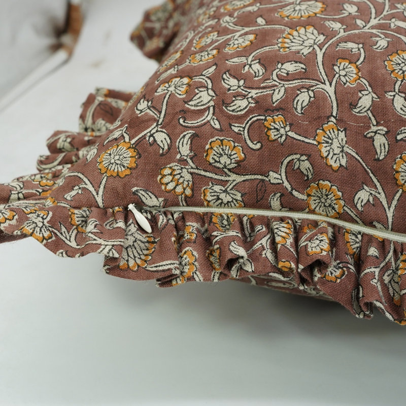 Housse de coussin décoratif en tissu lin pur 12 x 20 po Fabividine, brun, himachal, H 20 po x l 12 po