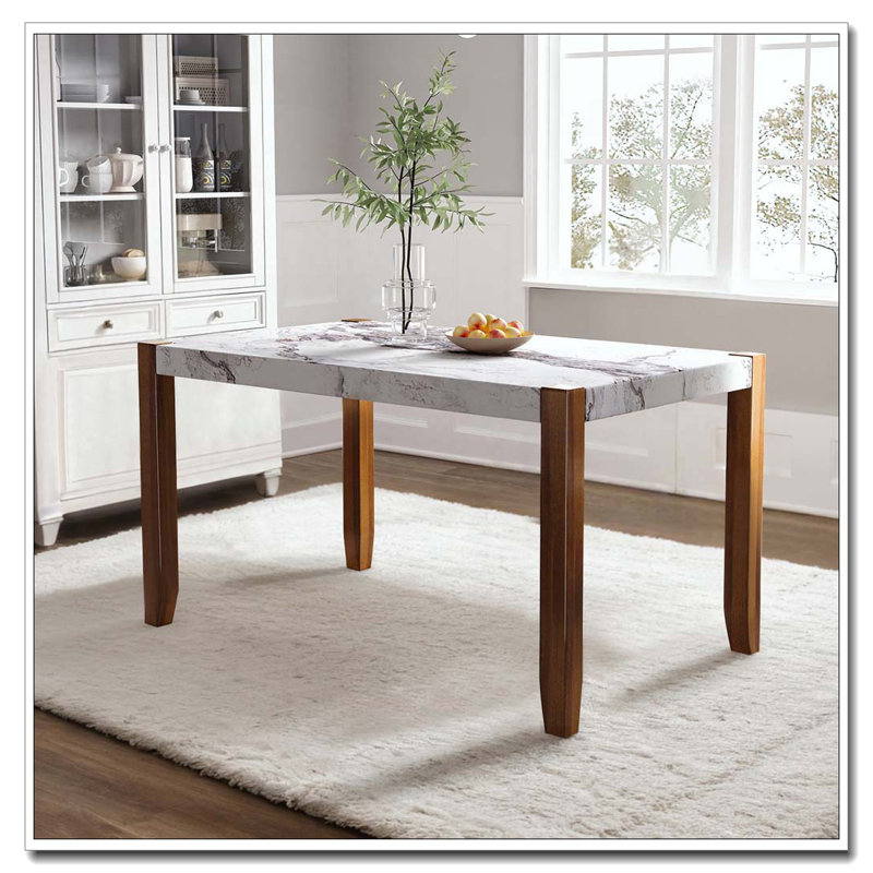 Rectangular Faux Marble Dining Table