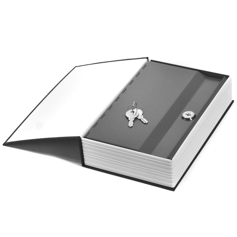 DICTIONARY BOOK LOCK BOX WITH KEY BLACK