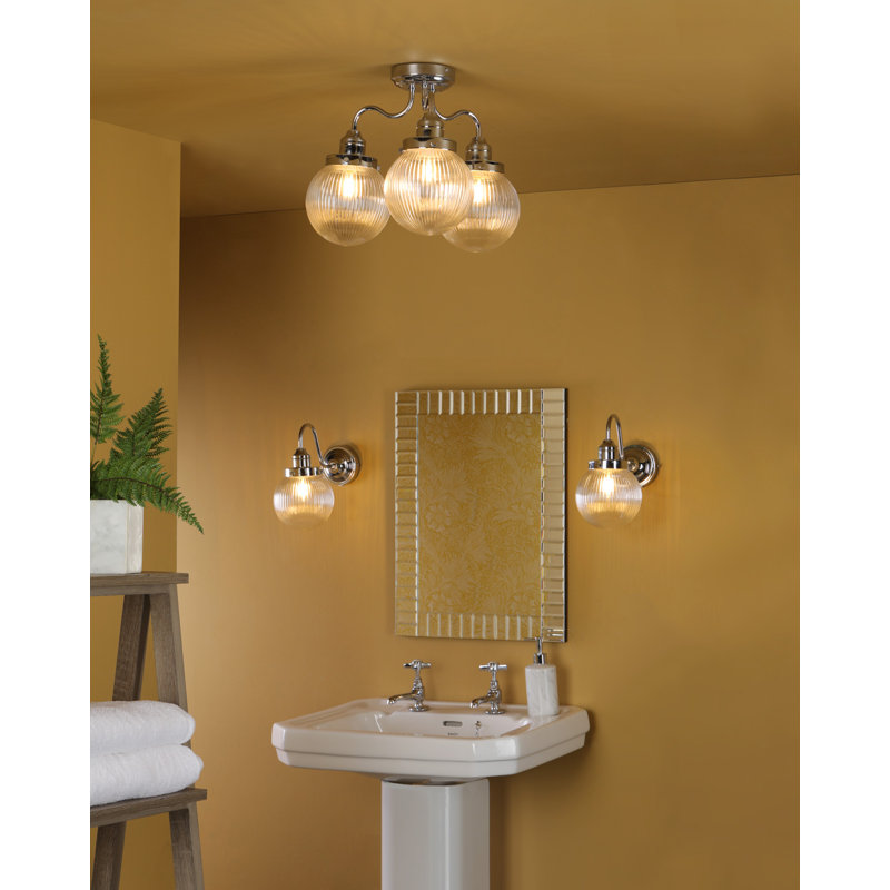 Treyton Glass Semi Flush Mount, Polished Chrome