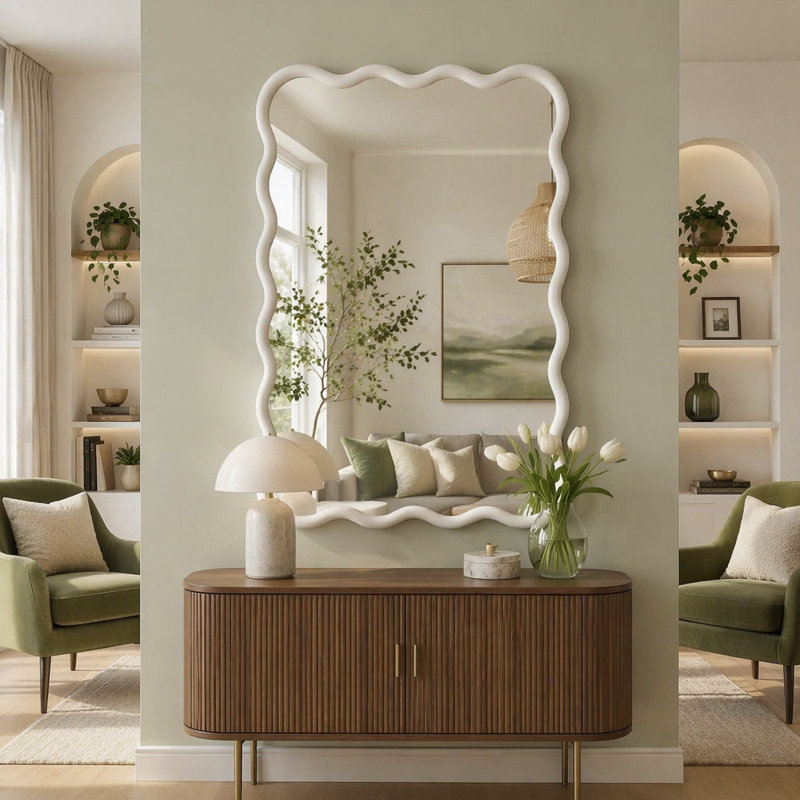 Miroir décoratif Wavy, 30 po x 40 po, Blanc