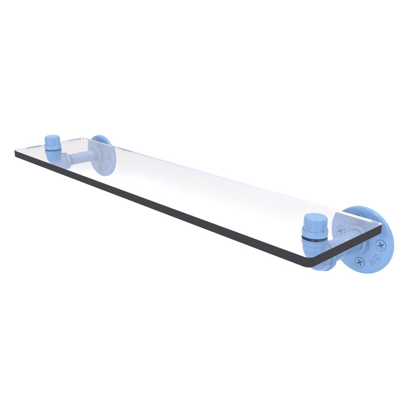 Tablette en verre de la collection Pipeline P, Bleu troll plat, H 3,5 po x l 22 po x P 5,6 po