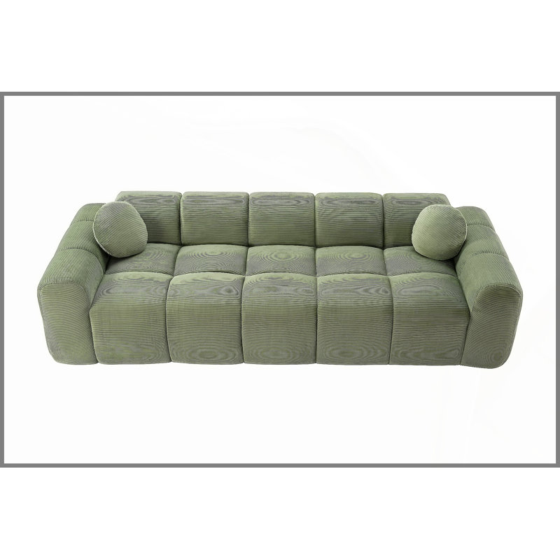 Très grand canapé à compression 98,4 po, canapé en velours côtelé nuage pour le salon, canapé rembourré 4 places avec 2 coussins, emballage sous vide facile à déplacer pour les petits espaces, appartement, studio