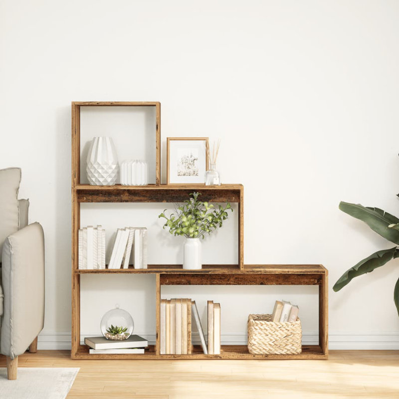 Andreca Bookcase, Old Wood, (3 Shelves) 123cm H x 123cm W x 29cm D