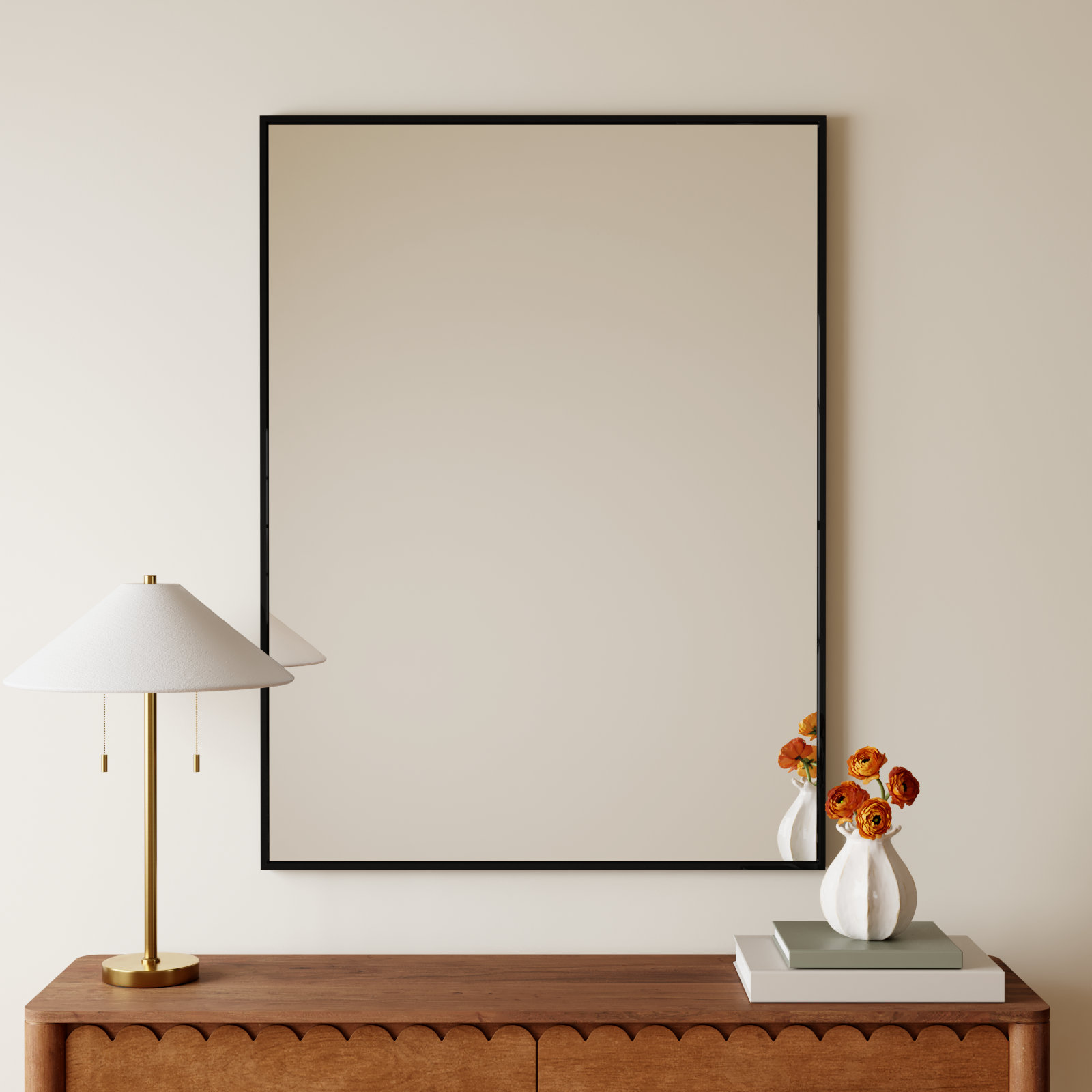 Sabine Metal Rectangle Wall Mirror, 48" x 36", Black
