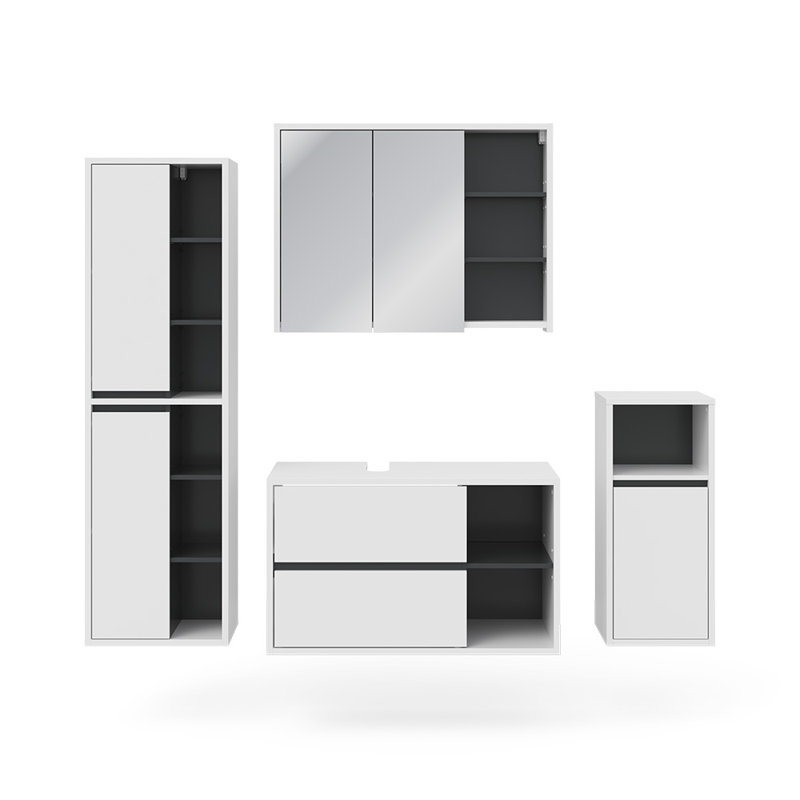 Betzalel 100Cm W x 170Cm H x 45.5Cm D Bathroom Storage Furniture Set, White