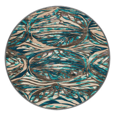  Washable Abalone Accent Coastal Area Rug