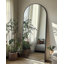 Miroir de plancher noir arqué avec support, miroir autoportant de 38 po x 77 po pour chambre à coucher