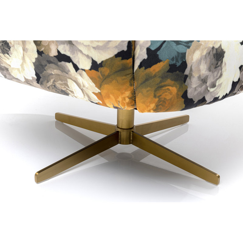 Swivel Armchair Peony Flower, Yellow, Gold