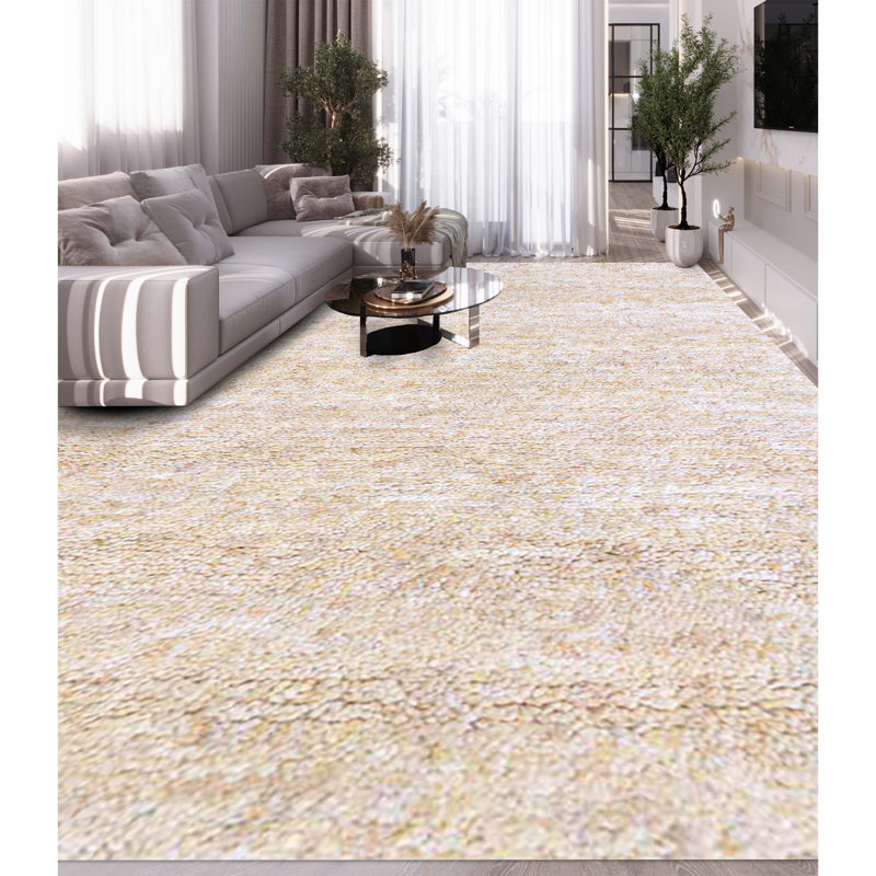 Hand Knotted Wool Area Rug in Ivory, Rectangle 12' x 18'