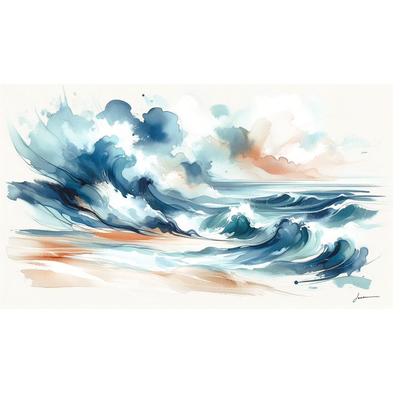 Art mural sur toile Peaceful Ocean Waves, H 20 po x l 35 po