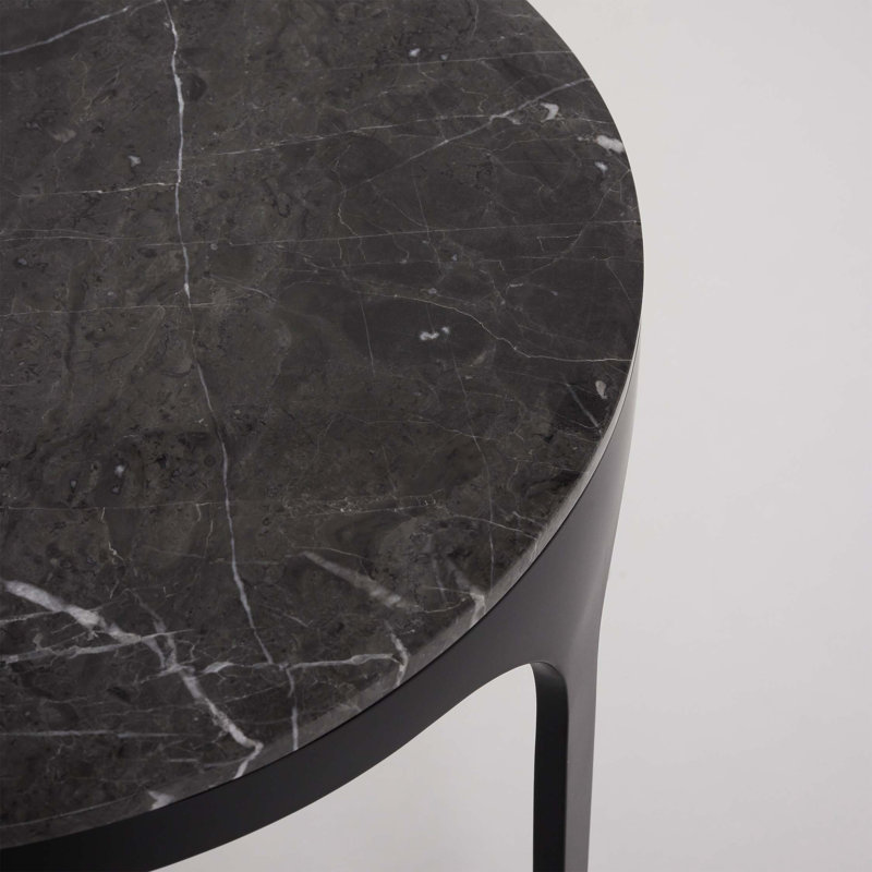 Camilla Marble End Table, Terra Brown, 26" H x 26" W x 26" D, Antique Bronze