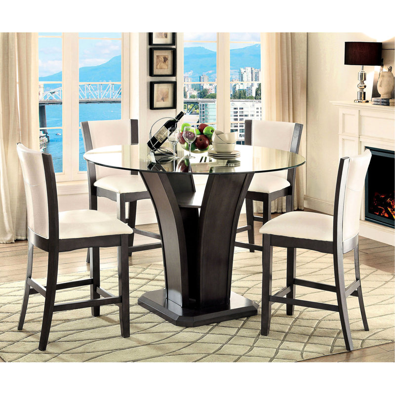 Chaises de salle à manger à hauteur de comptoir, grises et blanches, de conception polyvalente, avec 2 sièges confortables