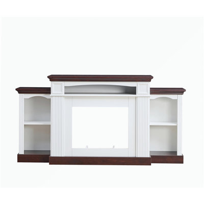 Meuble télé de style campagnard avec foyer, convient aux téléviseurs de 70 po, meuble télé avec foyer électrique, convient au rangement dans le salon ou la chambre à coucher
