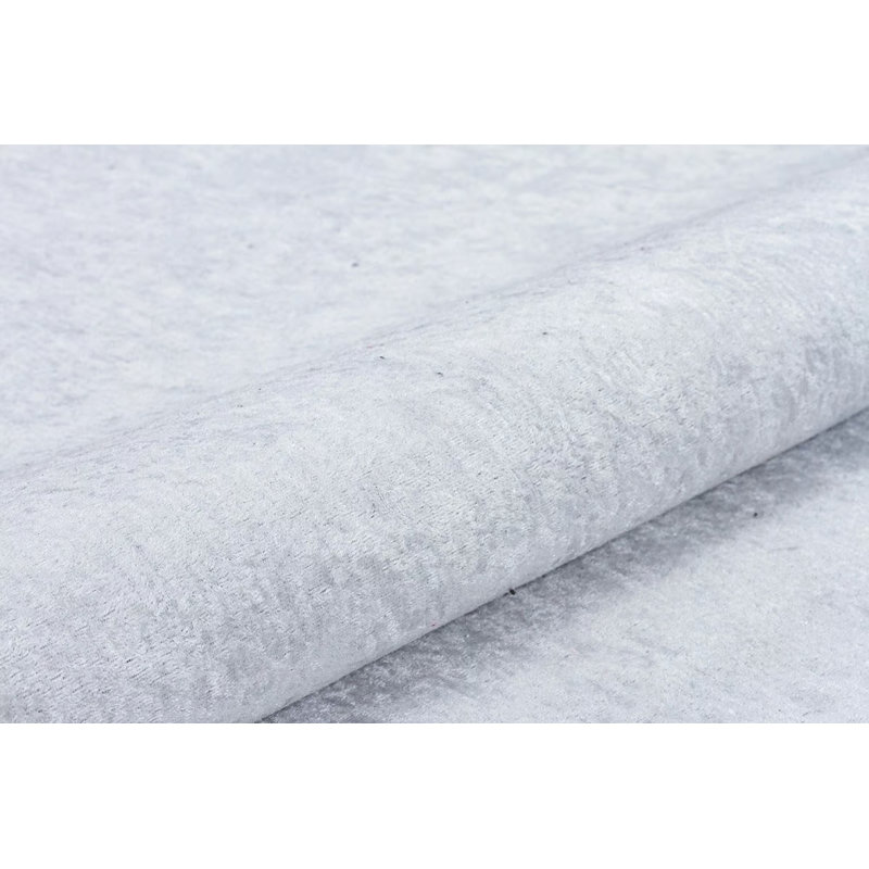 Tapis à motif géométrique en polyester imprimé numérique blanc Fideoja, Tapis de couloir 2 pi 7 po x 6 pi 7 po
