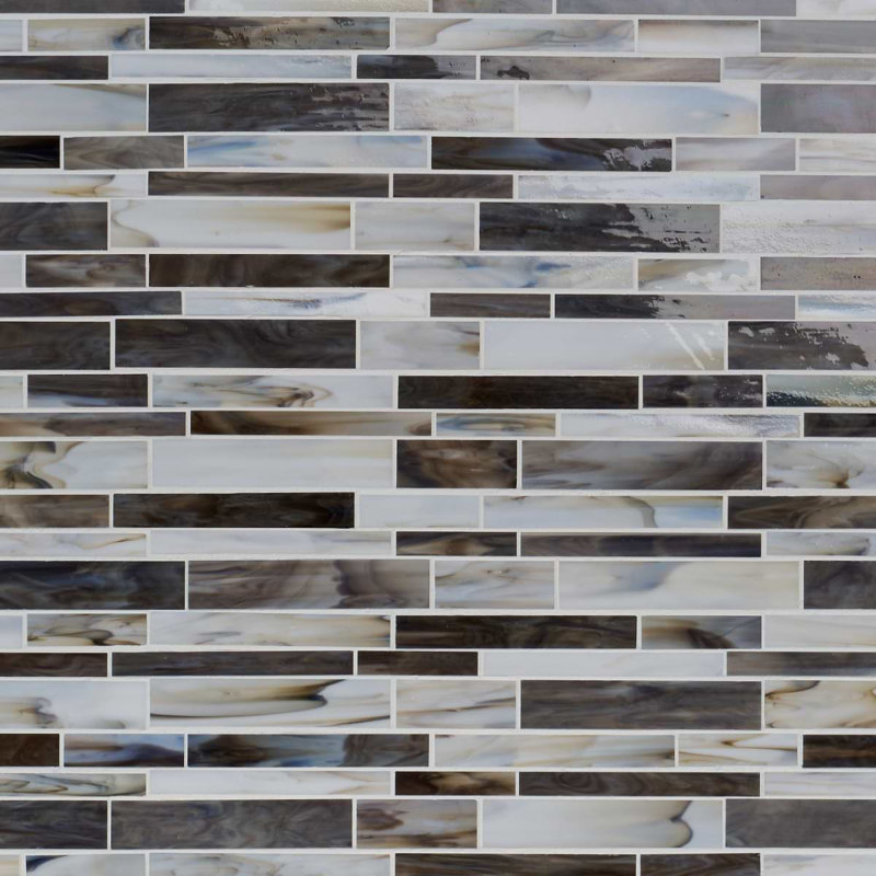 Matchstix 11x11 Brick Polished Glass Mosaic Tile, Rainstorm
