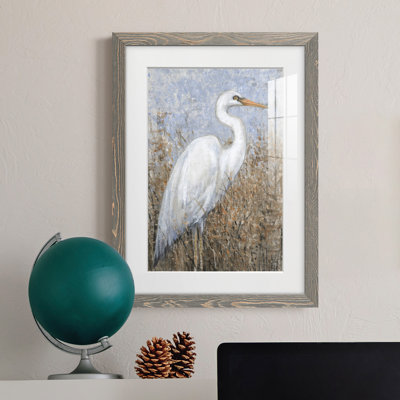 White Heron I encadré mat - prêt à accrocher