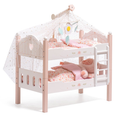 Baby Doll Bunk Bed, Wooden Doll Crib for 18 Inch Dolls