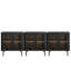 Meuble télé moderne du milieu du siècle, 240 cm de large, en bois, avec rangement pour téléviseurs jusqu'à 254 cm (100 pouces), noir.-1283441644