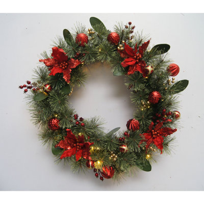 Christmas 30In Wreath 76 Tips  50 LightsBO 3Aa