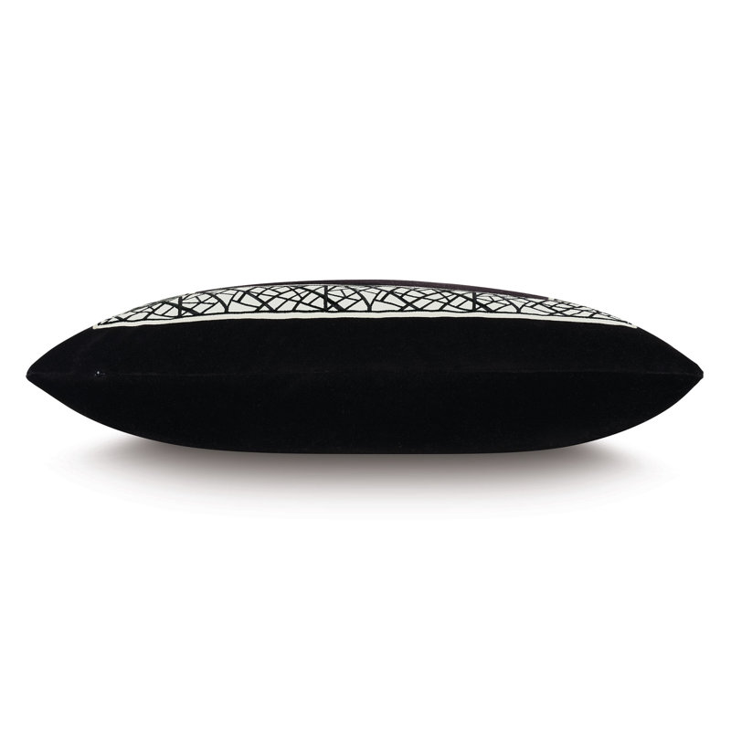 Black and White Cotton Graphic Border Decorative Pillow