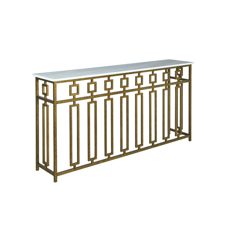 Sultan Console Table, Carrera Marble, 36" H x 72" W x 16" D, Royal Gold