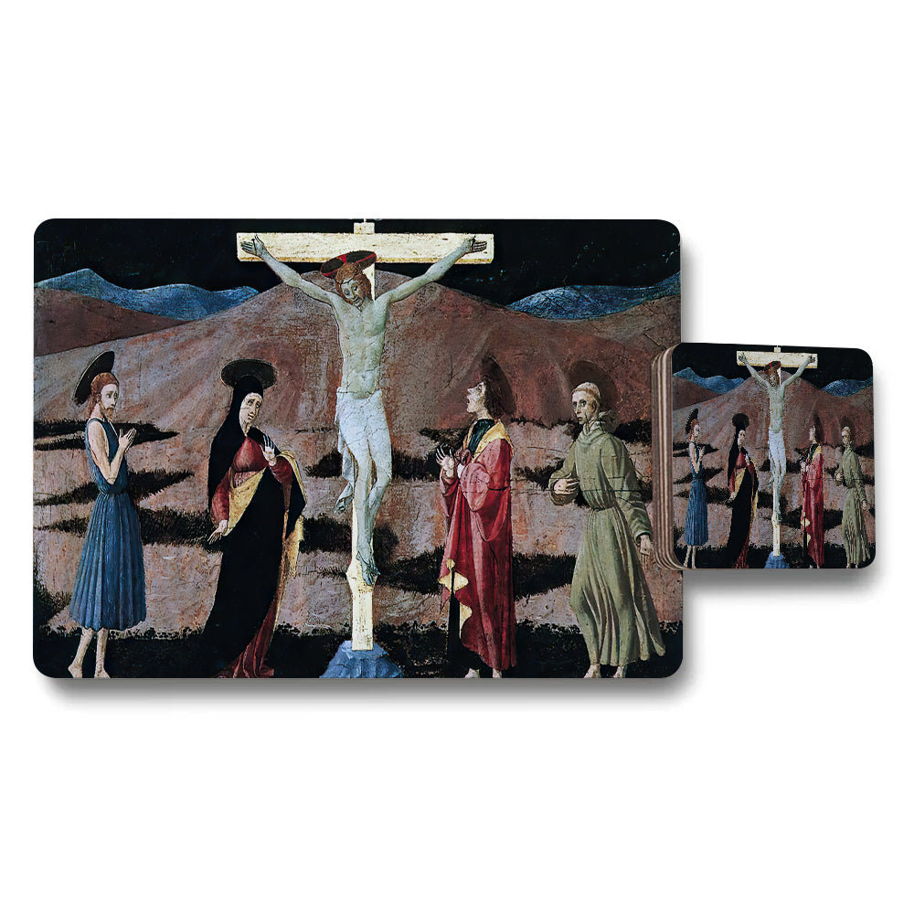 Crucifixion Scene Placemat and Coaster Set Classic Religious Artwork
