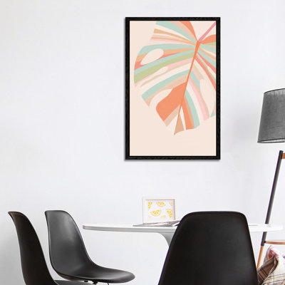 Monstera Leaves Pink Violet Red by Dominique Vari - Print on Canvas